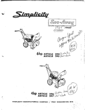Simplicity Sno-Away 296 Owner's Manual