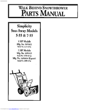 Simplicity Sno-Away 13781 & Up Parts Manual