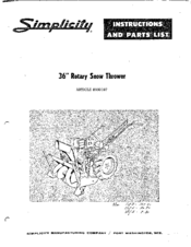 Simplicity TP 400 Instructions And Parts List