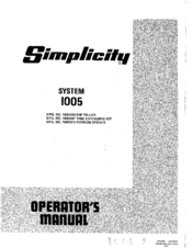 Simplicity System 1005 Operator's Manual
