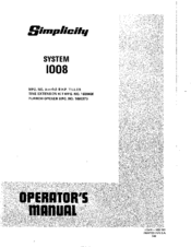 Simplicity System 1008 Operator's Manual
