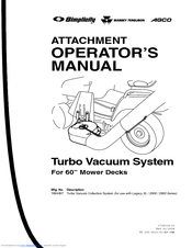 Simplicity Turbo Vacuum Collection System Operator's Manual