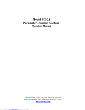 Sinclair Pneumatic Grommet Machine PG-21 Operating Manual