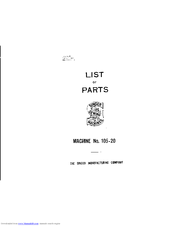 Singer 105-20 Parts List
