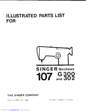 Singer G300 Illustrated Parts List