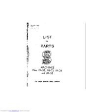 Singer 114-33 Parts List