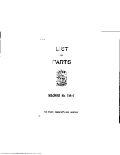 Singer 116-1 Parts List