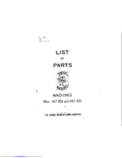 Singer 147-102 Parts List