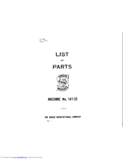 Singer 147-35 Parts List