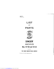 Singer 147-60 Parts List