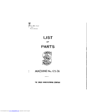 Singer 175-36 Parts List