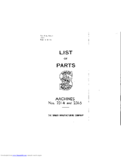 Singer 231-4 Parts List