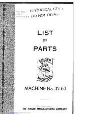 Singer 32-63 Parts List