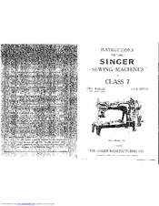 Singer CLASS 7 TWO NEEDLES LOCK STITCH Instructions Manual