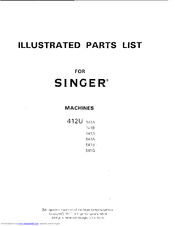 Singer 412U141B Illustrated Parts List