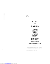 Singer 52-54 Parts List