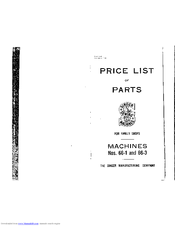 Singer 66-1 Parts List