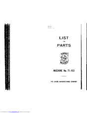 Singer 71-103 Parts List