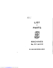 Singer 81-1 Parts List
