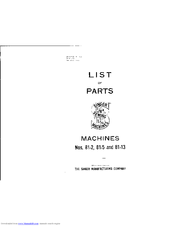Singer 81-2 Parts List