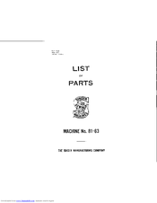 Singer 81-63 Parts List