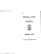 Singer 82-21 Parts Manual