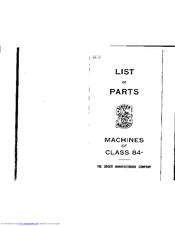 Singer 84-2 Parts List