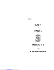 Singer 86-3 Parts List