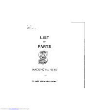 Singer 96-85 List Of Parts
