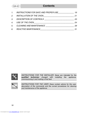 Smeg ALFA31XE Instructions For Installation And Use Manual