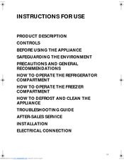 Smeg FR205APL Instructions For Use Manual