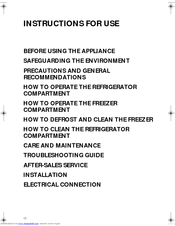 Smeg FR235A Instructions For Use Manual