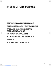 Smeg VR115B1 Instructions For Use Manual