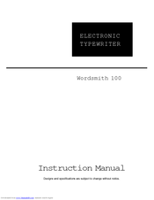 Smith Corona Wordsmith 100 Instruction Manual