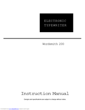 Smith Corona Wordsmith 200 Instruction Manual