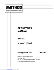 Smithco 72-000-A Operator's Manual