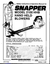 Snapper 2100 HHB Safety Instructions & Operator's Manual