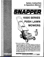 Snapper 19305 Series Safety Instructions & Operator's Manual