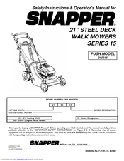 Snapper 215015 Safety Instructions & Operator's Manual
