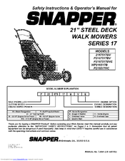 Snapper 2167517BV Safety Instructions & Operator's Manual