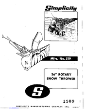Simplicity 519 Operator's Manual