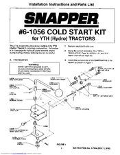 Snapper 6-1056 Installation Instructions And Parts List