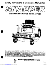Snapper 79480 Safety Instructions & Operator's Manual