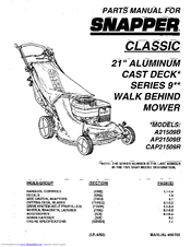 Snapper Classic A21509B Parts Manual
