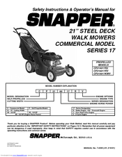 Snapper CP214017R2 Safety Instructions & Operator's Manual