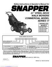 Snapper CP216017RV, CP215017KWV, CP215017HV, CP215017HV Safety Instructions & Operator's Manual