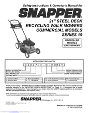 Snapper CRP216019KWV Safety Instructions & Operator's Manual