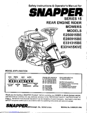 Snapper E280915BE Safety Instructions & Operator's Manual
