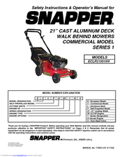 Snapper ECLP21 551HV Safety Instructions & Operator's Manual