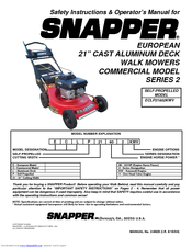 Snapper ECLP21602KWV Safety Instructions & Operator's Manual